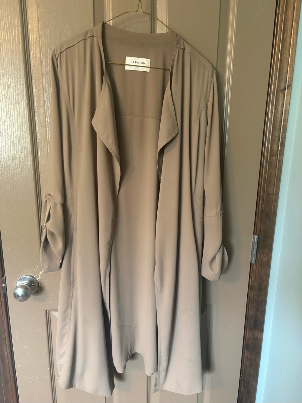 Babaton Taupe Open-Front Duster
